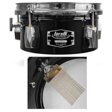 Imagem de Caixa Timbalito Torelli Wire Snare Preta 8x4¨ TCM28PR alumínio com caneca para fixação em holders