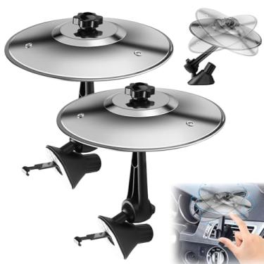 Imagem de 2 peças de pratos de carro com saída de ar com som brilhante, mini tambor de metal de 14 cm para ventilação de carro, decoração de interiores de carro, aparelho de instrumento musical para bateristas