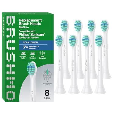 Imagem de Brushmo Cabeças de escova de dentes de substituição de tamanho compacto compatíveis com Philips Sonicare ProResults HX6023 Limpeza superior, melhor saúde das gengivas, cabeças menores para áreas