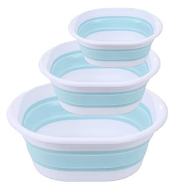 Imagem de Conjunto de lavatório dobrável de 3 peças, lavatório dobrável para lava-louças, pia dobrável que economiza espaço, adequado para apartamentos, acampamento, lava-louças, recipiente de frutas e bebidas