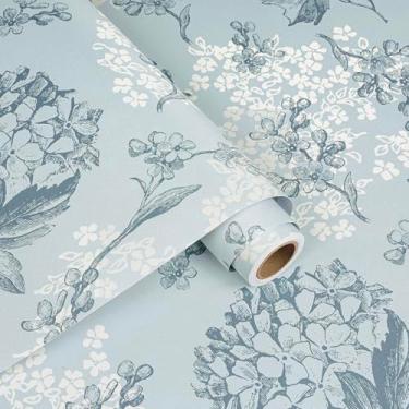 Imagem de Decotalk Papel de parede floral para quarto e banheiro, vintage, 44,5 x 899 cm, papel de parede floral retrô