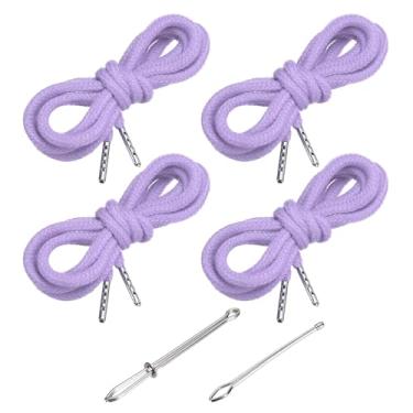 Imagem de PATIKIL Cordões de cordão de 138 cm, 4 peças de cordas de substituição com 2 peças de passadores fáceis para shorts, calças, casacos, moletom, moletom com capuz, roxo claro
