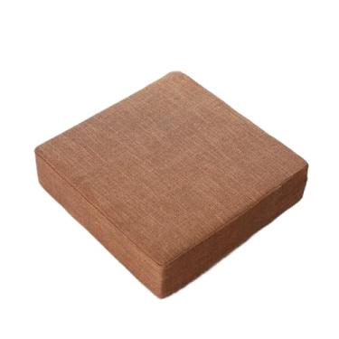Imagem de pufe Almofada de linho quadrado futon piso tatami almofada removível meditação travesseiro ioga(Brown,40cm)