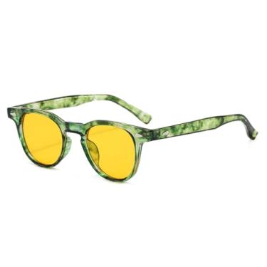 Imagem de Óculos de sol redondos retrô com rebite laranja e tartaruga, moda feminina e masculina, lentes azuis pequenas (2)