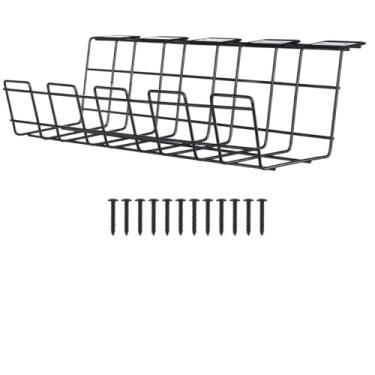 Imagem de Organizador de Cabos e Fios de Metal Para Organização de Escritório Mesa Por Parafuso Em Grade Suporte Ideal Para Home Office Setup Esconder Passa Fios Calha Supra Supply (Preto)