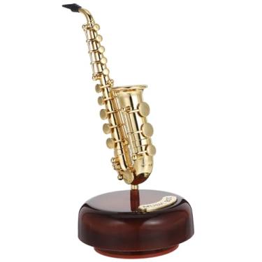 Imagem de IMIKEYA Caixa de música mini saxofone: caixas de música saxofonte de 7,9 cm instrumento de inauguração de casa saxofone plástico decoração de mesa caixa de música para Natal/aniversário/dia dos