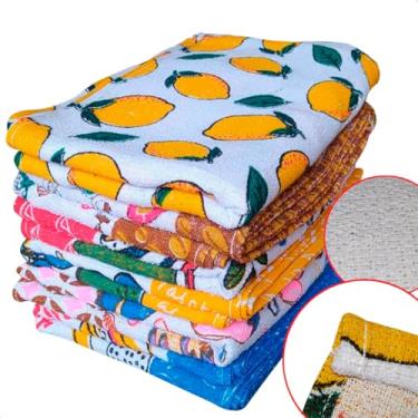 Imagem de Pano de Prato Cozinha 15 Un Atoalhado Felpudo Grosso Pia Estampado 60x40cm Algodão