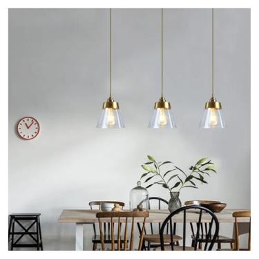 Imagem de Luminária pendente de vidro com design nórdico, suporte de cobre pós-moderno, luminária suspensa para sala de jantar, cozinha, luminária de cabeceira para quarto, luminárias de lustre