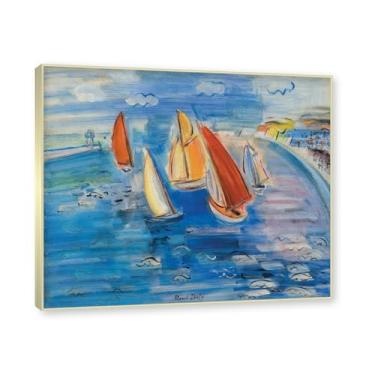 Imagem de Moldura de champanhe. Impressões Raoul Dufy, (Regatas em Sainte-Adresse), pôster de viagem vintage, arte impressionista, imagem de arte de parede em tela para decoração de casa. 40 x 48 cm - 15,7 x