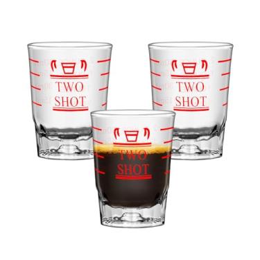 Imagem de 3 peças, 59 ml, 2 recursos, copos de shot, copo medidor, líquido pesado, copo de vinho, café expresso, vidro, medida incremental pesada 60 ml (3, vermelho)