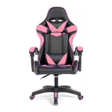 Imagem de Cadeira Gamer Reclinável Conforto Ergonômica Apoio de Braço e Lombar Cor:Rosa/BK