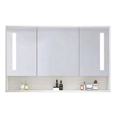 Imagem de Armário de banheiro com espelho espelho de parede com espelho prateado claro Armário de espelho de toque inteligente com prateleiras Armário de armazenamento adequado para banheiro de banheiro