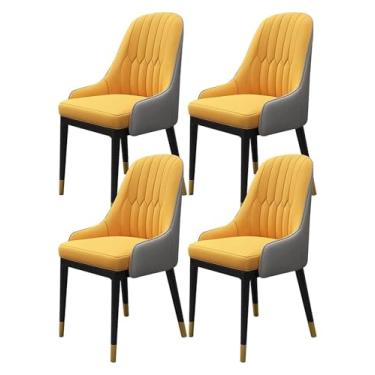 Imagem de Conjunto de cadeiras modernas de sala de jantar, cozinha, sala de jantar, conjunto de 4 cadeiras modernas de couro PU com encosto alto, cadeiras para sala de estar, cadeira lateral de couro à prova