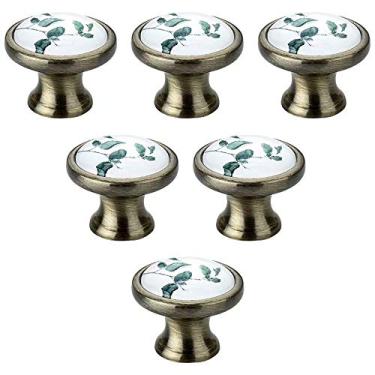 Imagem de Puxadores de decoração de cômoda de banheiro puxadores de porta de gaveta de móveis de cozinha estilo pastoral puxadores de móveis de armário 4 cores disponíveis - 6 peças (estilo C furo único A