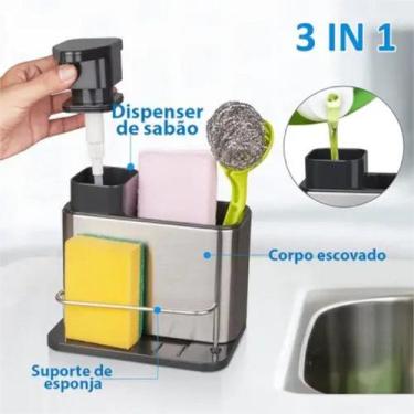 Imagem de kit Dispenser aço inox de alta qualidade Detergente Esponja - SWEET HO