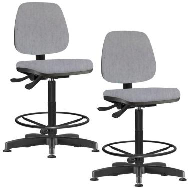 Imagem de Kit 02 Cadeiras Caixa Alta Giratória Job L02 Linho Cinza - Lyam Decor