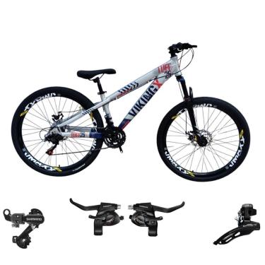 Imagem de Bicicleta 26 VikingX T25 21v Cambios Traseiro e Dianteiro e Trocador Shimano Pneu Aro 26 Balão Preto-Unissex