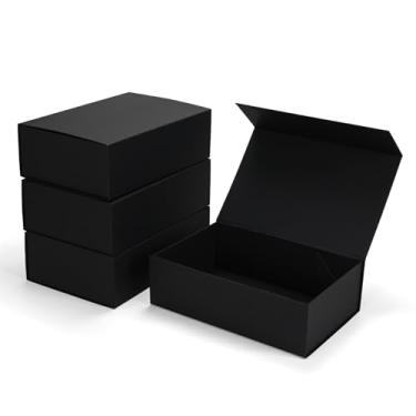 Imagem de Ditwis Pacote com 4 caixas de presente pretas de 35 x 22 x 10 cm