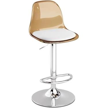 Imagem de Banquetas Giratórias De Acrílico Com Encosto Transparente, Banquetas De Bar De Acrílico Ajustáveis Em Altura De Balcão Com Apoio Para Os Pés, Banquetas De Transporte Aére, Clear