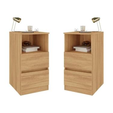 Imagem de Kit 2 Mesas de Cabeceira 38,5cm 2 Gavetas Multimóveis Mp4501 Madeirado