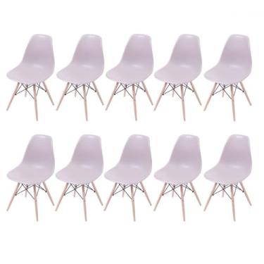 Imagem de Conjunto com 10 Cadeiras Eames Pp Creme base em Madeira