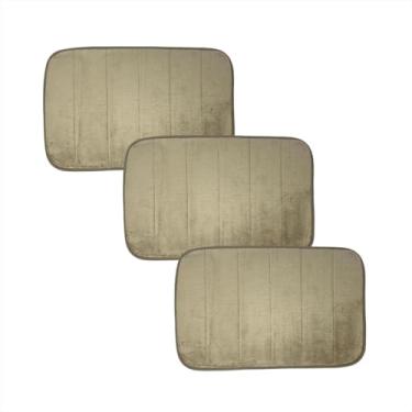 Imagem de Tapetes Lavabo 3 Unidades Tecido Poliéster Base emborrachada Canto Box 40x60CM Absorvente Marrom Claro