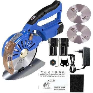 Imagem de Máquina De Corte De Tecido Rotativa Elétrica Sem Fio Com 2 Lâminas & Bateria 2x2500mah, Configuração De 5 Velocidades E Potente Motor Servo Tesoura Elétrica Para Corte De Tecido De Algodão