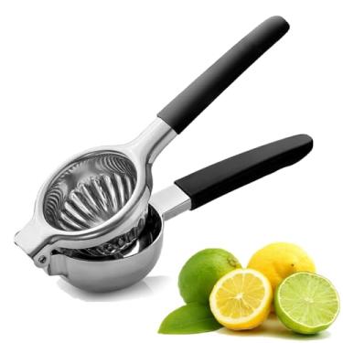Imagem de Espremedor de limão de aço inoxidável, alças de silicone, espremedor de limão manual para limões, limões e laranjas, design ergonômico antiderrapante, adequado para cozinha, ao ar livre, espremedor de