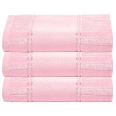 Imagem de Kit c/ 3 Toalha Banho Dohler Artesanalle Pintura 70x140cm, Rosa Claro