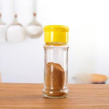 Imagem de Frasco de vidro para temperos para sal e pimenta, coqueteleira portátil com base antiderrapante, para cozinha e uso na mesa (amarelo)