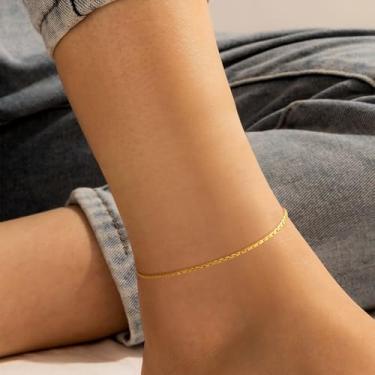 Imagem de Tornozeleira dourada feminina com escama de flor redonda 1,7 mm