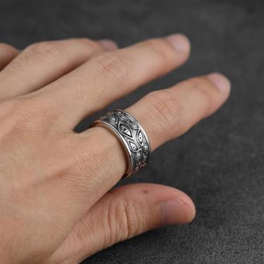 Imagem de Anel giratório de aço inoxidável para mulheres e homens, banhado a ouro/prata/preto, para ansiedade, tamanho 7-14, joia com olho turco, 14, Aço inoxidável, Sem pedra preciosa