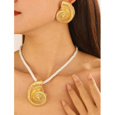 Imagem de Conjunto de joias com pingente em espiral, conjunto de joias, leve, luxuoso, vintage, gargantilha, corrente de clavícula, vintage, estilo barroco, acessórios de noiva, presente de festa para mulheres