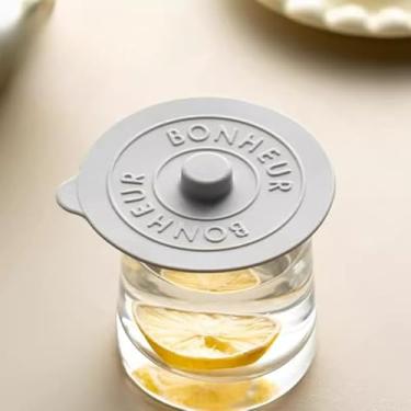 Imagem de Tampa de copo cinza à prova de silicone, reutilizável, bonita, com vedação, ventosa, canecas, à prova de poeira, à prova de vazamento, acessórios para copos (cinza)