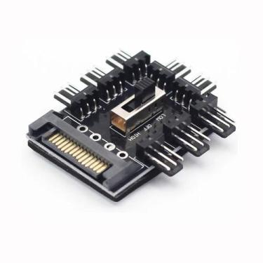 Imagem de Hub De Ventiladores PWM De 8 Portas 3 Pinos, Divisor SATA Molex, Contr