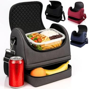 Imagem de Bolsa Térmica 2 em 1 Marmiteira Compacta para Almoço com Duplo Compartimento Isotérmico à Prova dÁgua Ideal para Trabalho Academia ou Passeios (CINZA)