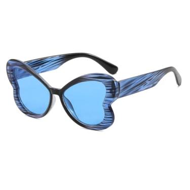 Imagem de Óculos de sol femininos com estampa de leopardo retrô, gradiente, borboleta, cor de doce, tendência, design punk, masculino, casual, UV400 (azul)
