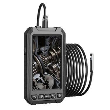 Imagem de Endoscópio industrial ALSX5003X, tela de 5 polegadas, endoscópio de lente dupla de 8 mm, câmera de inspeção à prova d'água com cabo rígido de 10 m, caixa de fibra de carbono