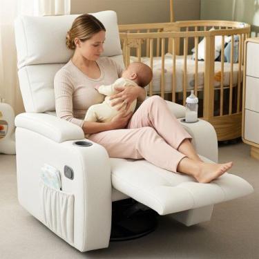 Imagem de Poltrona Amamentação Penélope Giratória Balanço Reclinável Manual Bouc