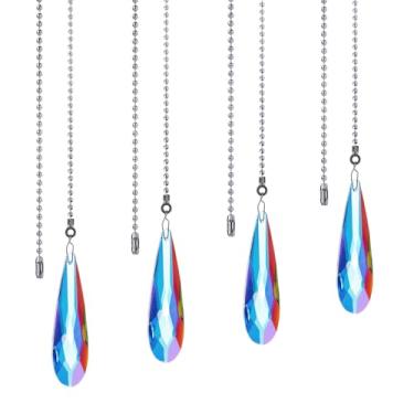 Imagem de Pacote com 4 correntes para ventilador de teto, correntes de extensão de tração de teto de 58 cm com 8 conectores, correntes de tira longa de prismas de cristal