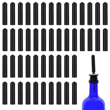 Imagem de 48 peças tampa de despejador de borracha preta para garrafa de licor, tampa dispensadora, tampas de poeira, tampas de garrafa de licor, tampa de bico para bares, clubes de vinho, cafés, cozinha (não
