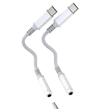 Imagem de Adaptador de áudio USB C para 3,5 mm (pacote com 2) para Apple para iPhone 17 16 15 Pro Max com fio conector de fone de ouvido Dongle DAC Aux Splitter plugue de microfone compatível com Samsung Galaxy