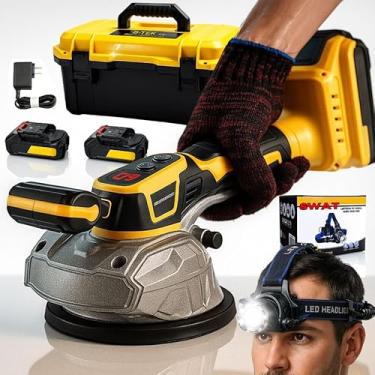 Imagem de Maquina para assentamento de porcelanato com vibração autonivelante ventosa motor brushless com Lanterna led de cabeça