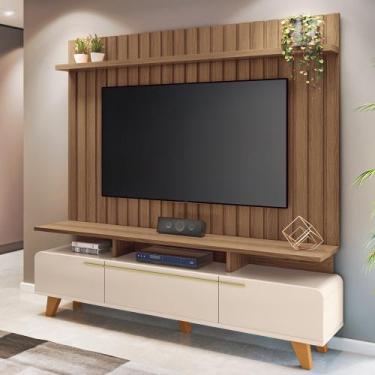 Imagem de Rack Para Sala Émile com Painel Para TV Ripado 70 Pol Conect B01 Off W
