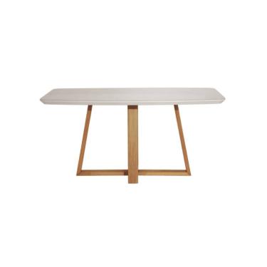 Imagem de Mesa de Jantar Provincia Bennet 1.60 Retangular C/ Vidro - Natural - Off White 