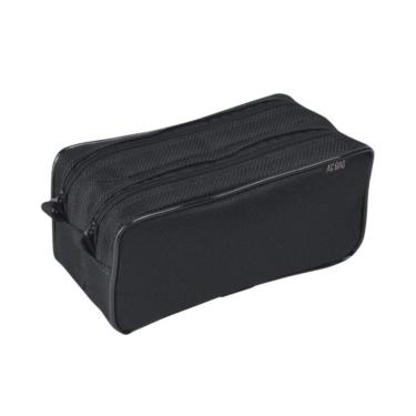 Imagem de Estojo Escolar Duplo Preto 2 Zíperes Grande Organizador Fofo Maquiagem Lápis Caneta Porta Treco Fofo