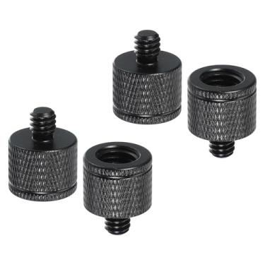 Imagem de PATIKIL Adaptador de parafuso de tripé M10 fêmea para macho de 1/10.2 cm, 4 peças de conectores de porca de tripé parafuso de montagem para câmera, conversor de cabeça dupla para suporte de microfone