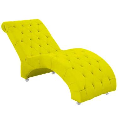 Imagem de Espreguiçadeira Recamier Divã Para Sala E Clínica Veludo Cor Amarelo