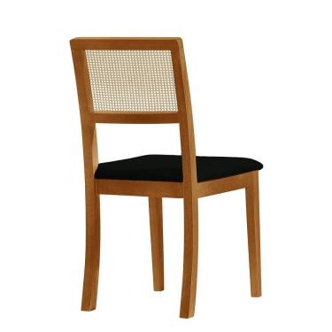 Imagem de Kit 6 Cadeiras De Jantar Estofada Veludo Rubi Madeira Maciça preto