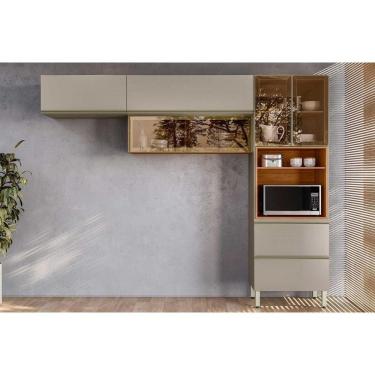 Imagem de Cozinha Completa Proença 3 Peças (2aéreos+1paneleiro) C3p62 Nogueira Touch-nude Prime - Demóbile